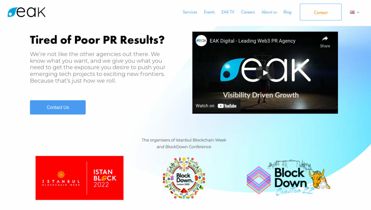 Eak marketing agency home page