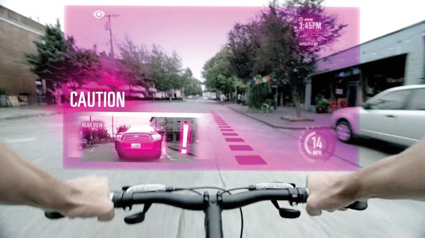 Image from T-Mobile showing 5G Internet speeds can help cyclists spot danger from all sides