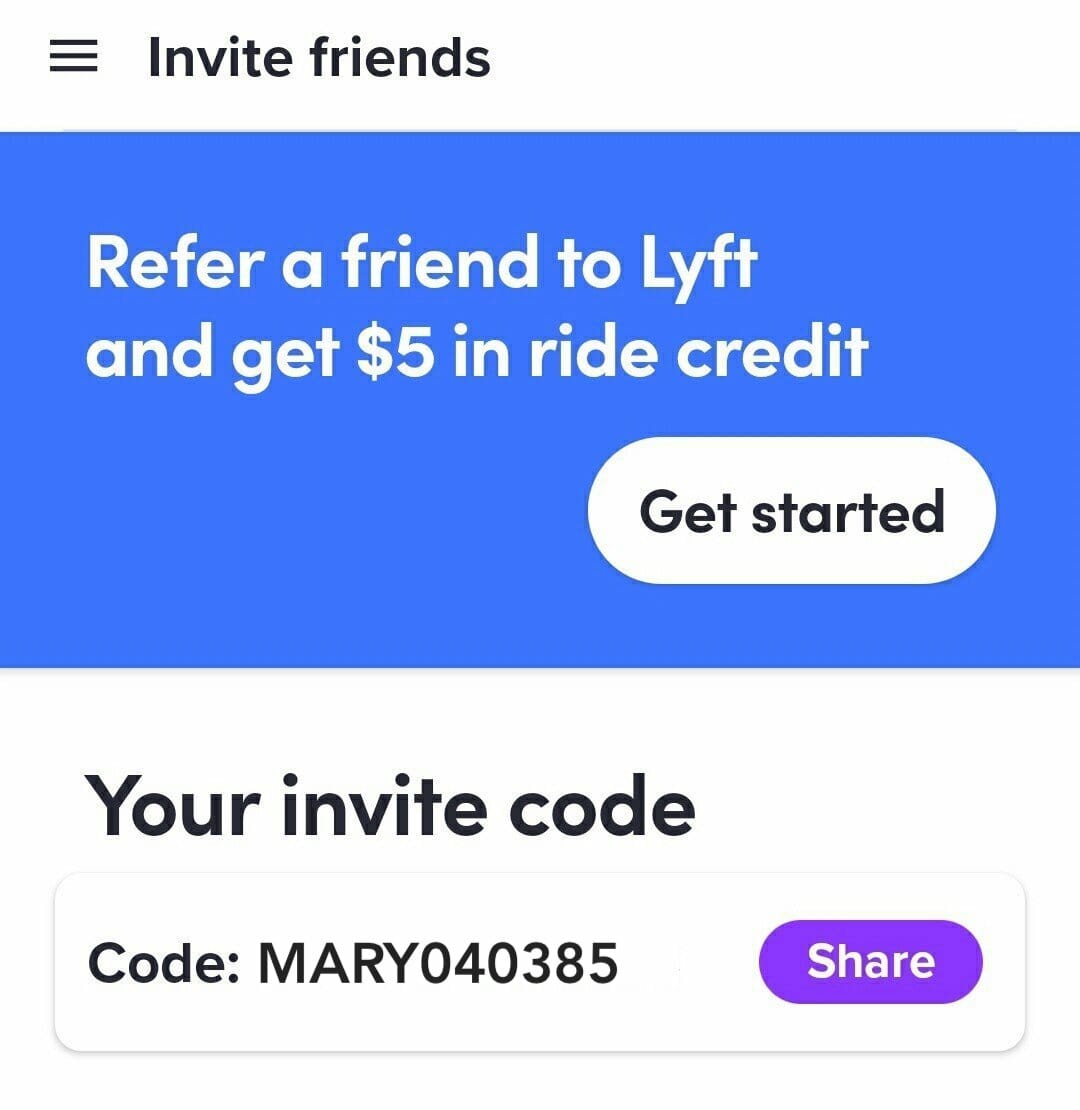 Lyft refer code