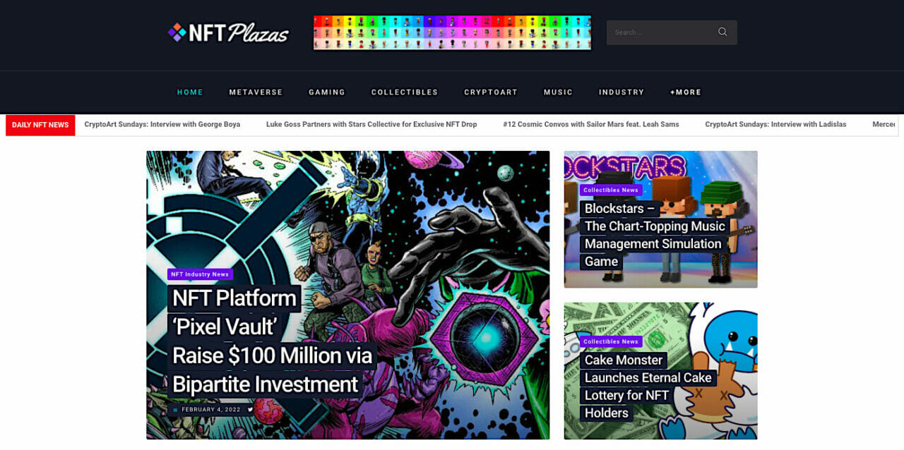 NFT Plazas home page