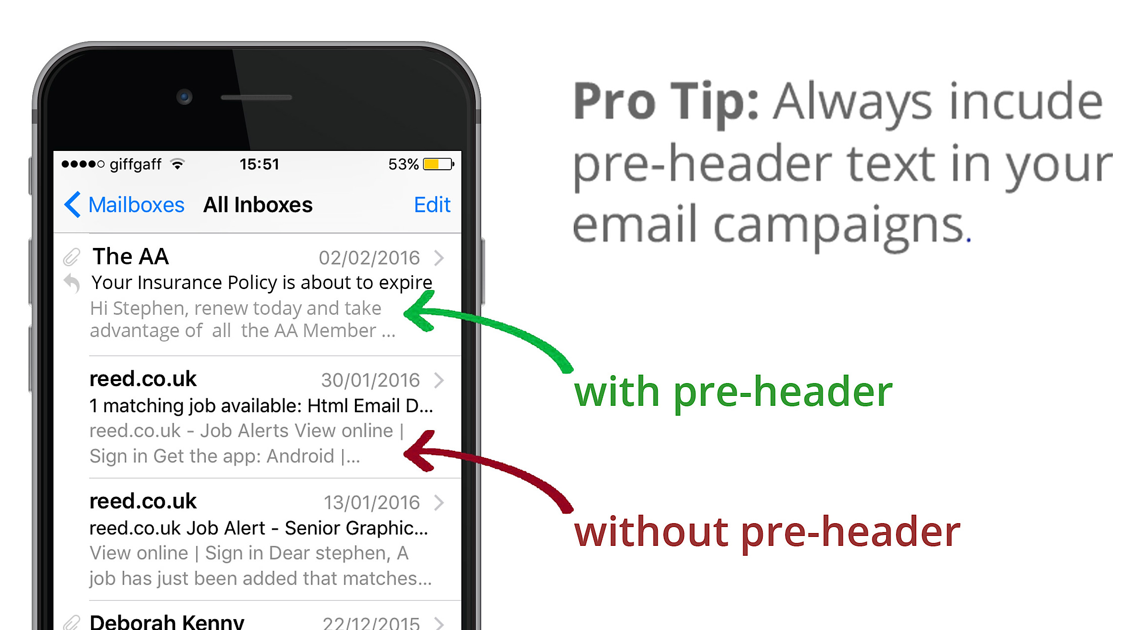pre-header mobile email