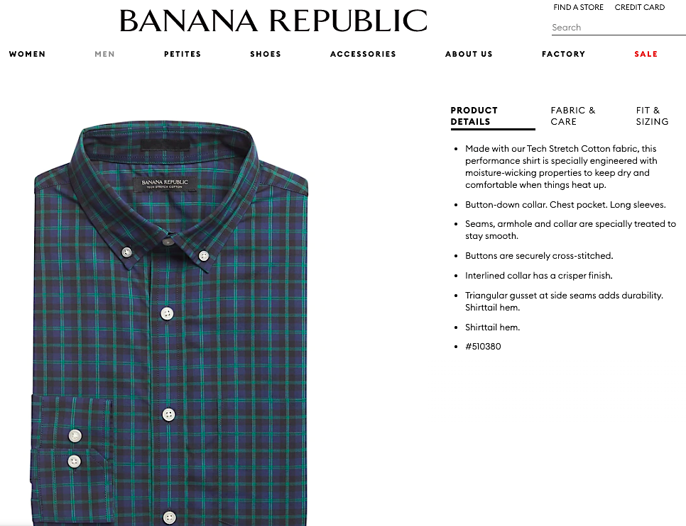 Banana Republic product copy