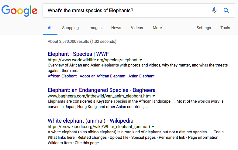 Google search rare elephants
