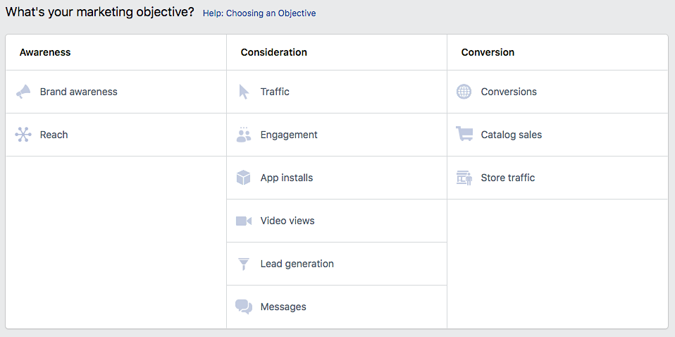 IG FB marketing objectives