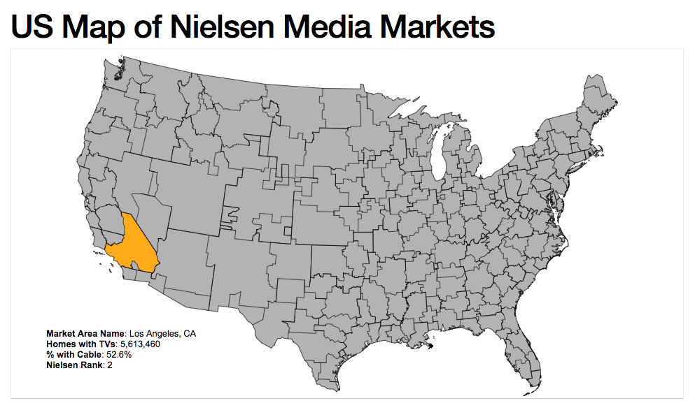 US Map of Nielsen Media Markets